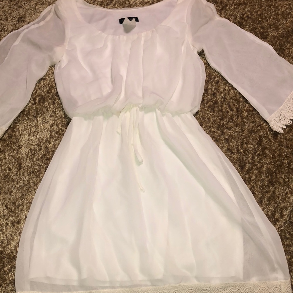 White flowy dress with Lace accents
